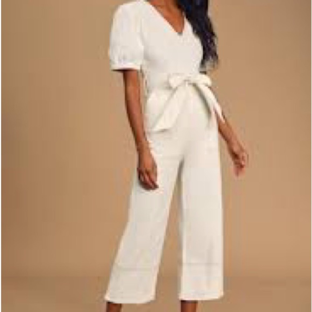 En Saison Cream Tie-Waist Jumpsuit